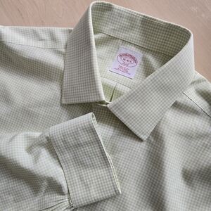 Brooks Brothers Light Green Checkered Dress Shirt